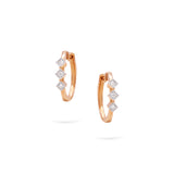 Gilda Minnies Hoops | Triple Diamond Earrings | 0.13 Cts. | 14K Gold