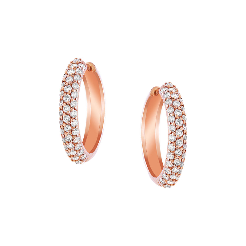 Gilda Goldens Pavé Hoops | Medium Diamond Earrings | 0.62 Cts. | 14K Gold