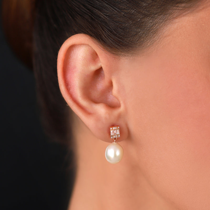 Gilda Pearls | Diamond Earrings | 0.47 Cts. | 14K Gold Gilda by Gradiva Inc.